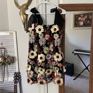 Lulu's Black Floral Mini Dress